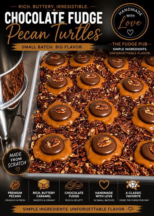 Giant Chocolate Fudge Pecan Turtles